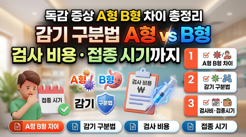 독감 증상 A형 B형 차이 총정리: 감기 구분법부터 검사 비용·접종 시기까지