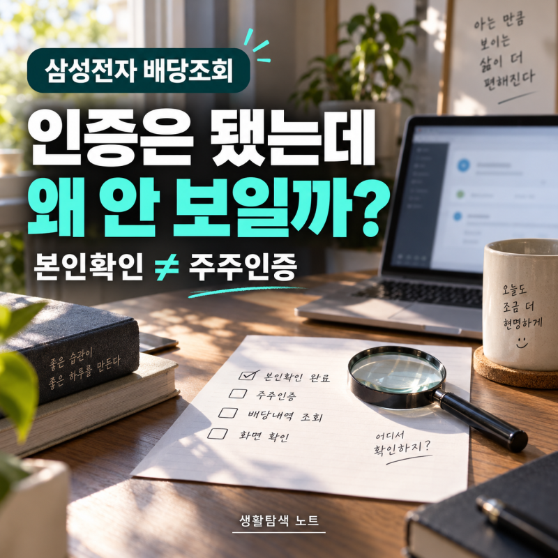 삼성전자 배당금 조회가 안 될 때, 본인인증과 주주인증은 다릅니다