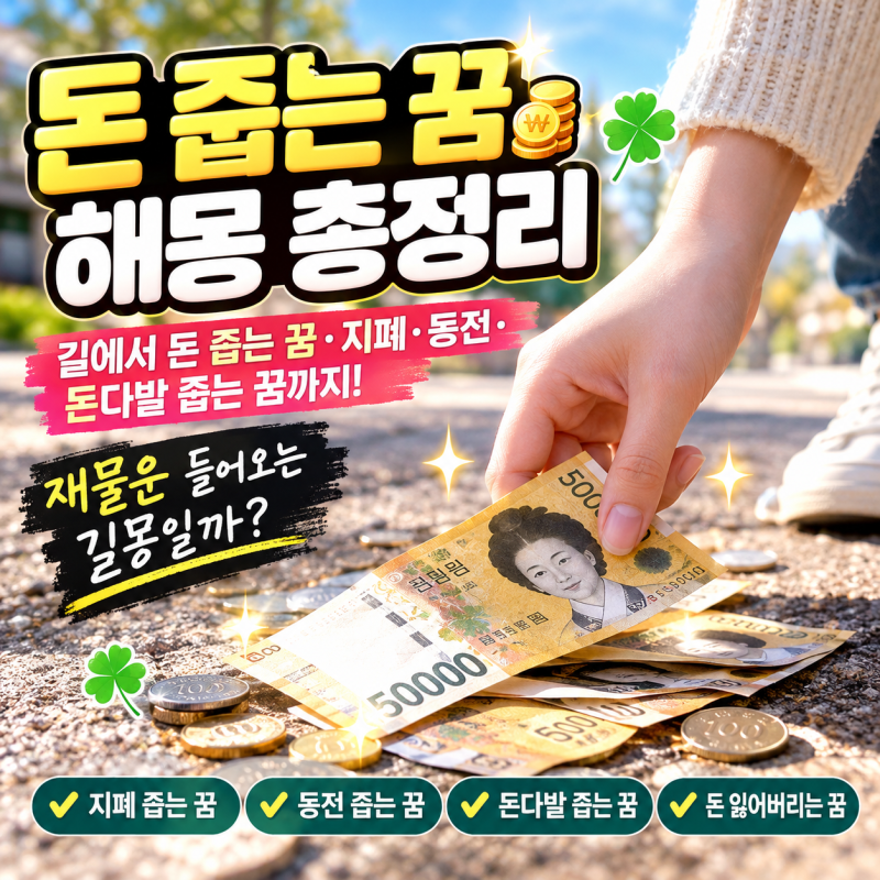 돈 줍는 꿈 해몽 총정리｜길에서 돈 줍는 꿈·지폐·동전·돈다발 줍는 꿈까지, 재물운 들어오....