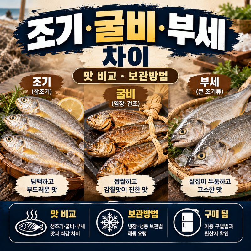 조기 굴비 부세 차이, 맛 비교부터 보관방법까지 총정리