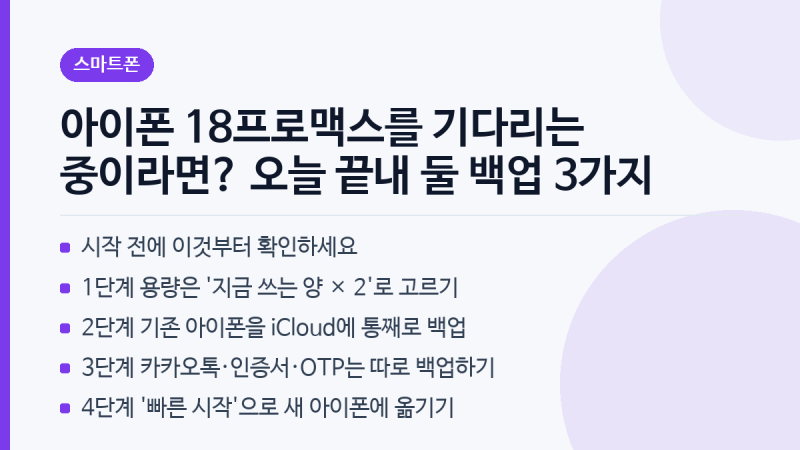 아이폰 18프로맥스를 기다리는 중이라면? 오늘 끝내 둘 백업 3가지