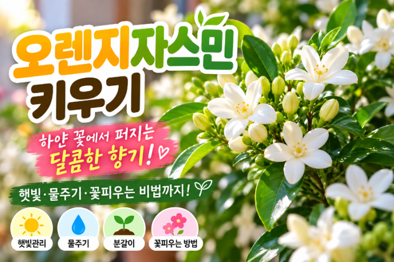 오렌지자스민 키우기.하얀 꽃과 향기가 매력적인 반려식물, 물주기부터 꽃피우는 방법까지!