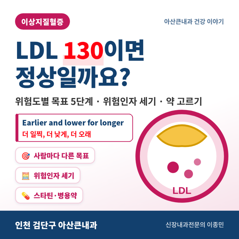 LDL 콜레스테롤 130이면 정상일까요? 위험도별 목표 수치 5단계와 약 고르기