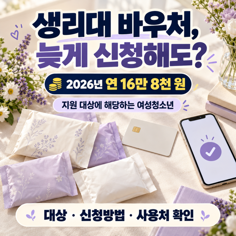 생리대 바우처, 늦게 신청해도 16만 8천 원? 2026년 대상·신청·사용처 정리