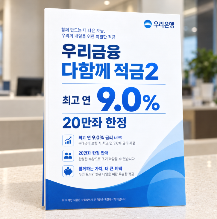 "최고 연 9%" 우리은행 신상 특판 적금, 조건 따져보니