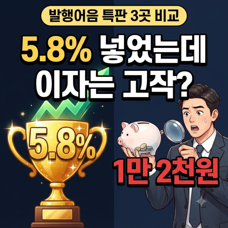 발행어음 특판 금리 비교, 5.8% 넣어도 이자가 1만 2천 원인 이유는?