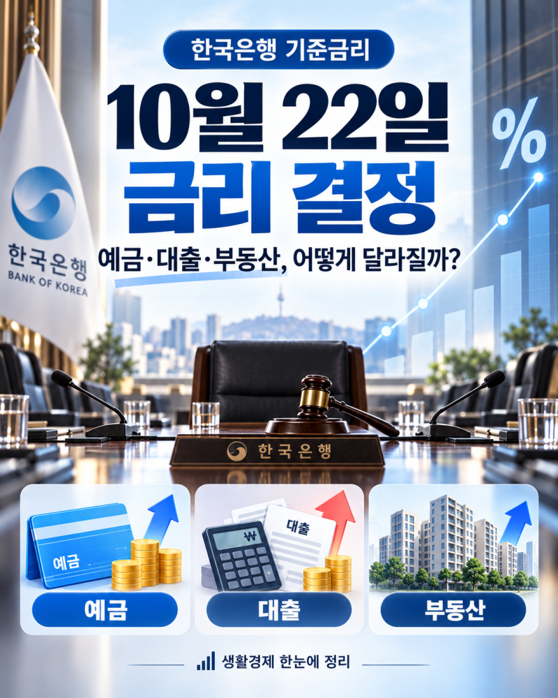 10월 22일 금리가 결정된다… 내 예금·대출·집값은 어떻게 될까?
