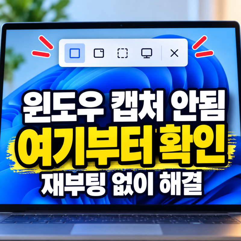 윈도우 캡처 안됨 해결｜캡쳐 도구 사라지고 단축키 안될 때