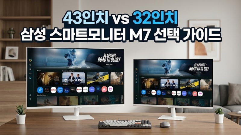 삼성 M7 43인치 vs 32인치 고민 해결! 거실·방 세팅 추천
