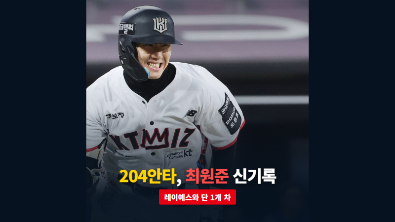 최원준 204안타 신기록, 레이예스와 단 1개 차로 시즌 최종일까지 간다