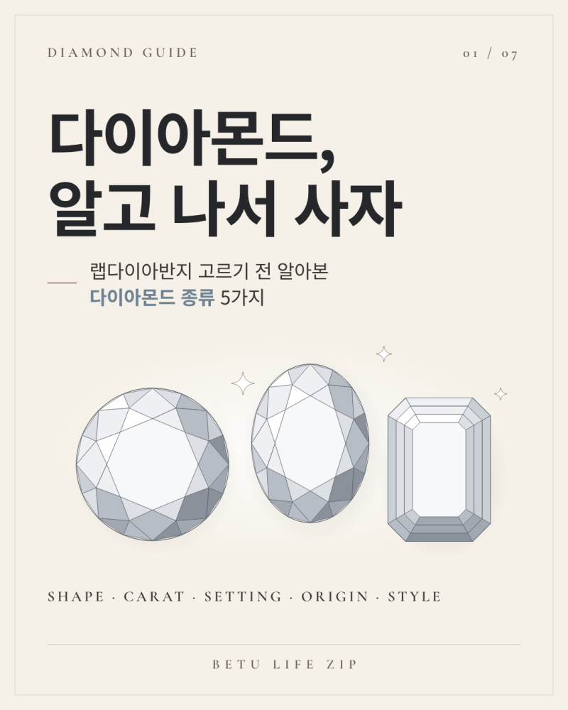 랩다이아반지 고르기 전 알아본 다이아몬드 종류! 3부·5부부터 컷, 세팅까지