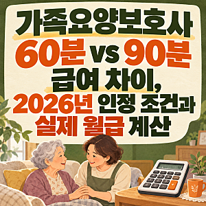 가족요양보호사 60분 vs 90분 급여 차이, 2026년 인정 조건과 실제 월급 계산