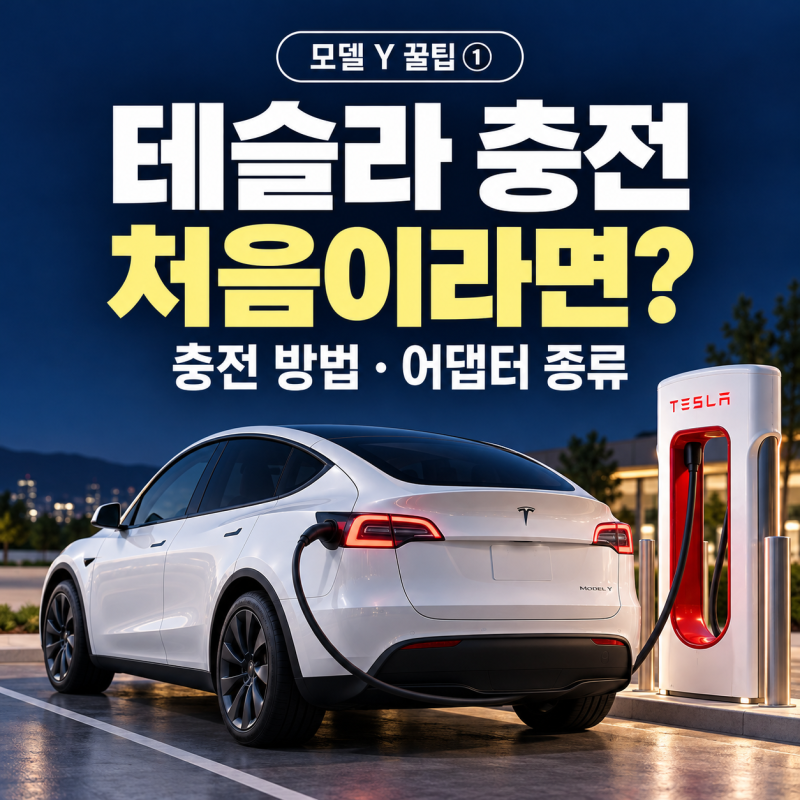 [모델 Y 꿀팁 ①] 테슬라 충전 처음이라면? 충전 방법부터 어댑터 종류까지