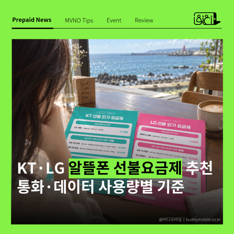 알뜰폰 선불요금제 추천｜통화·데이터 사용량별 선택하는 법 (KT·LG)