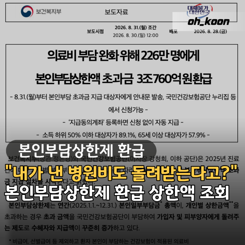 본인부담상한제 환급 "내가 낸 병원비도 돌려줄까?" 소득분위별 상한액 조회
