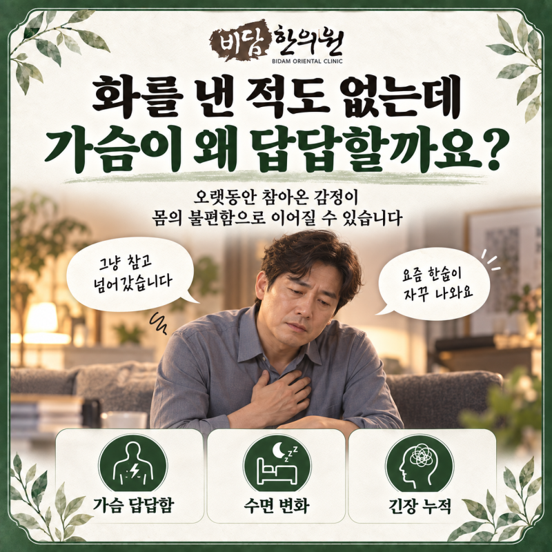 부평 화병 한의원 | 화를 내기보다 참아온 중년 남성의 가슴 답답함