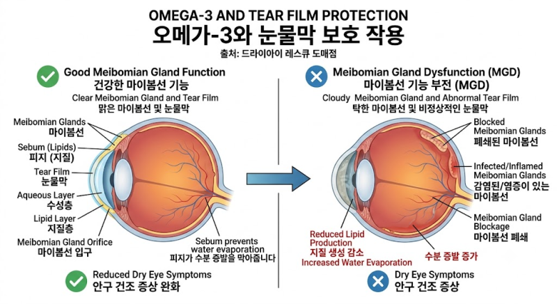 [FW 시즌 안구건조 극복] 라섹 후 아침마다 눈 뻑뻑함, 안구건조증에 오메가3가 필수인 이유 & ....