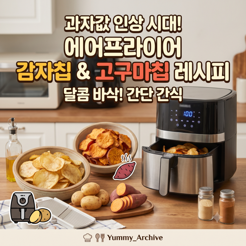 과자값 인상 시대, 에어프라이어 감자칩·고구마칩 만드는 법