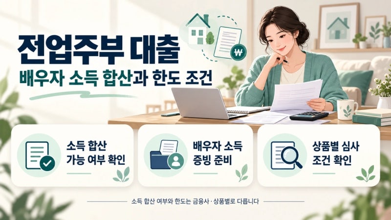 전업주부 대출, 배우자 소득 합산하면 한도가 달라질까? 조건 총정리