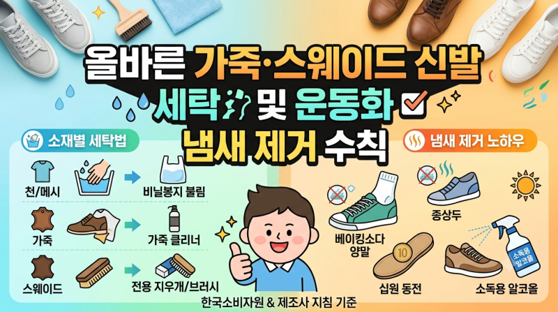 올바른 가죽·스웨이드 신발 세탁 및 운동화 냄새 제거 수칙