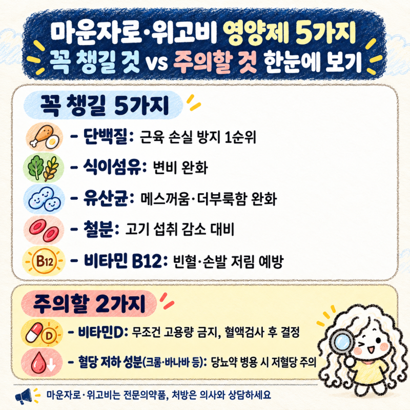 마운자로·위고비 맞으면서 꼭 챙겨야 하는 영양제 5가지 총정리