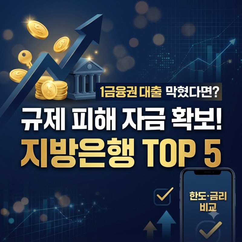 1금융권 대출 한도 안 나온다면 주목! 규제 피해 자금 확보 가능한 지방은행 순위 TOP 5