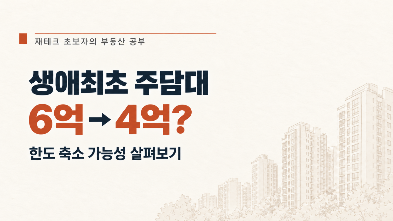 [부동산] 생애최초 주담대 6억→4억으로 줄어들까? 대출 규제 더 강화될 가능성 분석