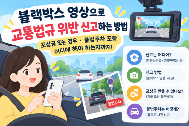 블랙박스 영상으로 교통법규 위반 신고하는 방법, 불법주차 접수처와 포상금까지