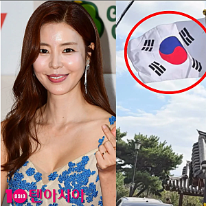 "한글날인데 태극기가 왜 거꾸로? .." 김규리 카페 뒤집힌 태극기 게양 논란