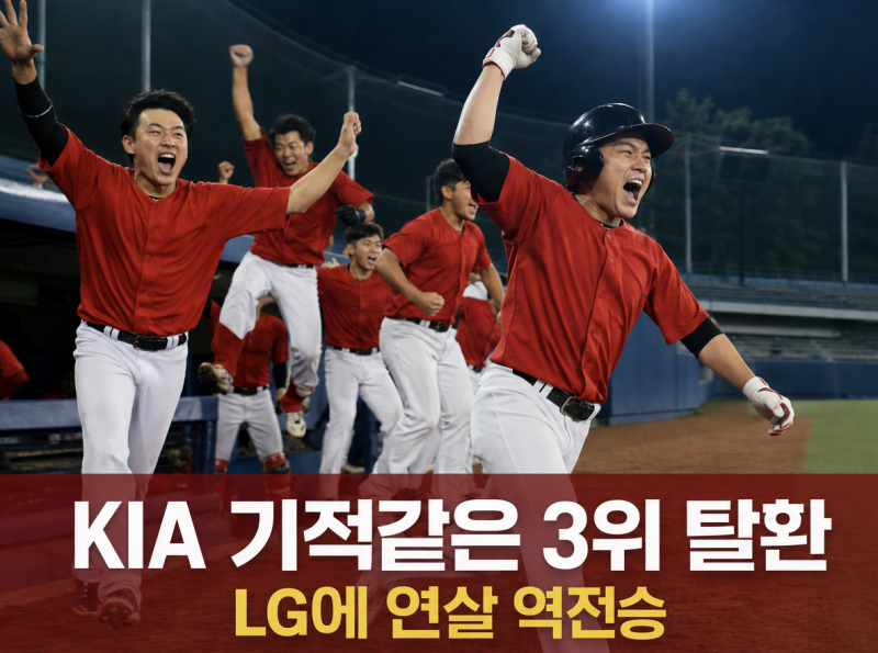 KIA 타이거즈, LG 꺾고 3위 탈환 드라마틱한 추격전