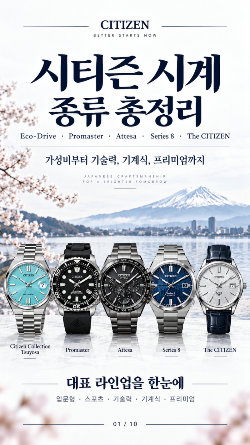 [ 시티즌 시계 종류 총 정리 ] 에코드라이브 츠요사 프로마스터 복어 아테사 시리즈8 더 시티....