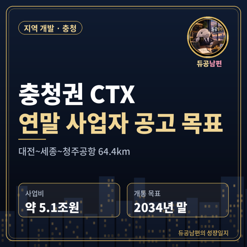 CTX 대전~세종 16분 + 청주 도심 통과, 연말 사업자 공고 앞두고 정해진 것!