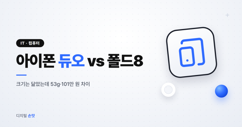 아이폰 듀오 폴드8 비교, 크기는 닮았는데 53g 무겁고 101만 원 비싸다