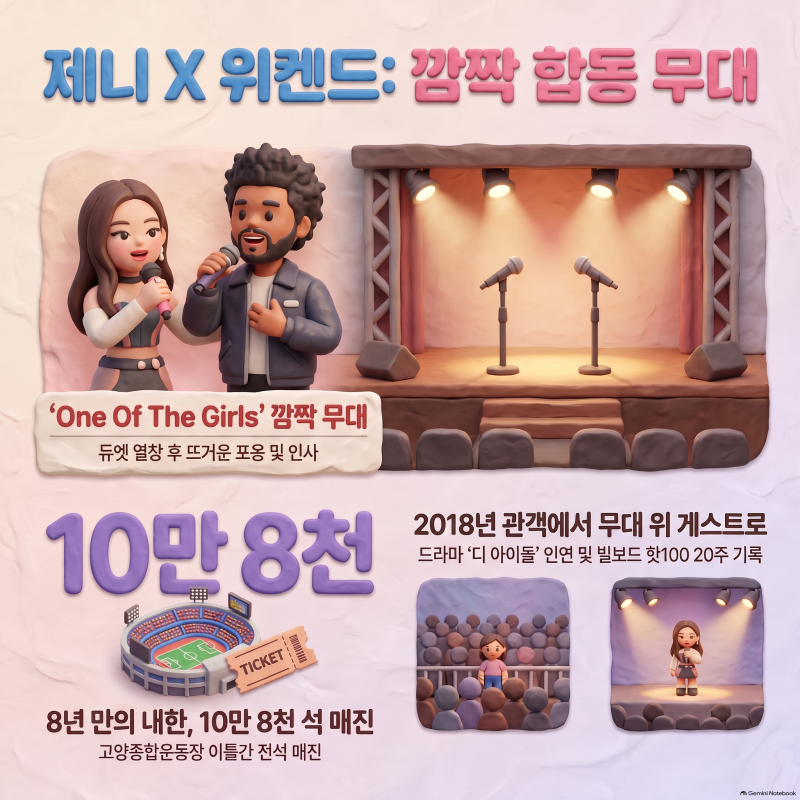 제니 위켄드 내한 공연 깜짝 등장, 주말오빠 한마디에 5만 관객 환호