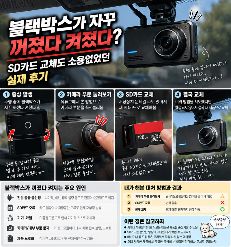 블랙박스가 자꾸 꺼졌다 켜졌다? SD카드 교체도 소용없었던 실제 후기