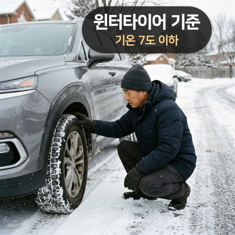 윈터타이어 교체시기, 기온 7도 기준과 눈길 제동거리 비교: 사계절 타이어보다 2.8m 짧다
