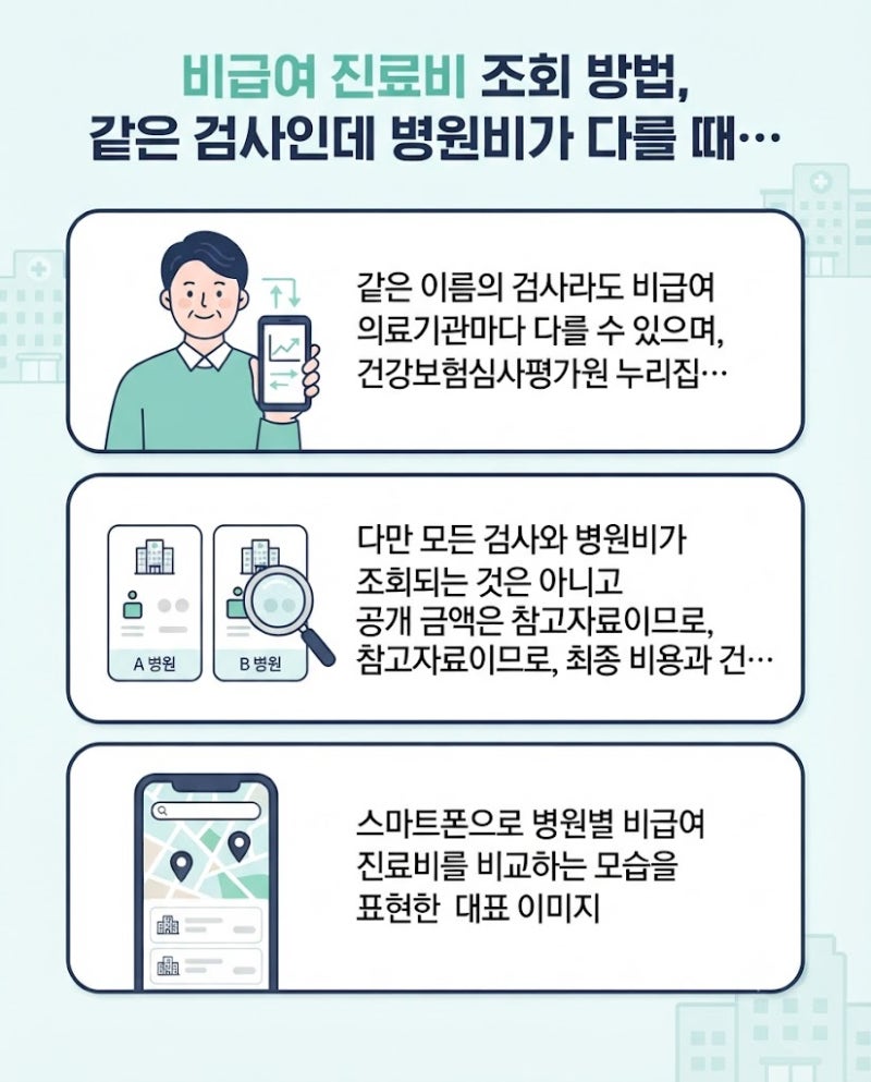 비급여 진료비 조회 방법, 같은 검사인데 병원비가 다를 때 비교하는 법