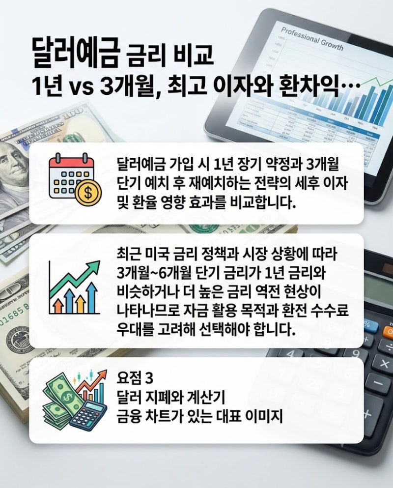 달러예금 금리 비교 1년 vs 3개월, 최고 이자와 환차익 챙기는 전략