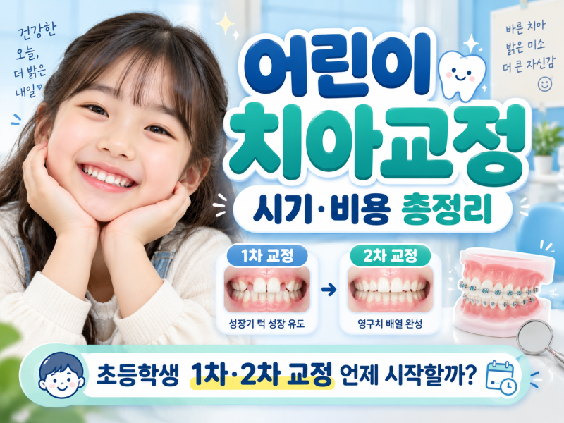 어린이 치아교정 시기와 비용 총정리｜초등학생 1차·2차 교정, 언제 시작해야 할까?