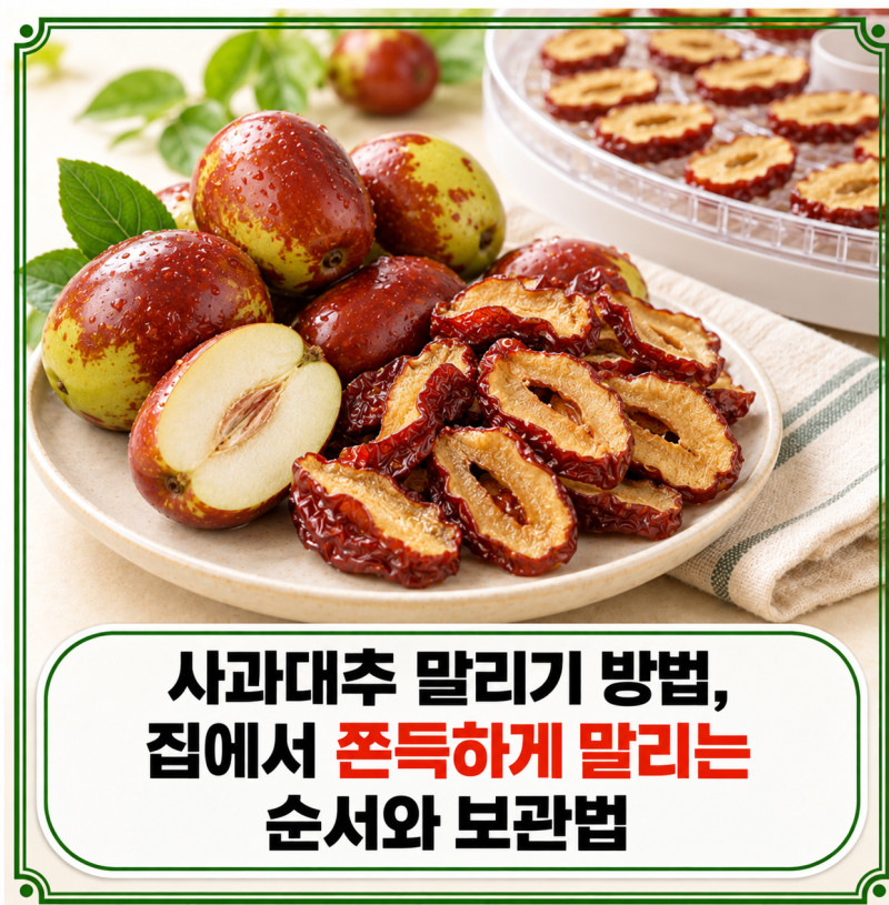 사과대추 말리기 방법, 집에서 쫀득하게 말리는 순서와 보관법