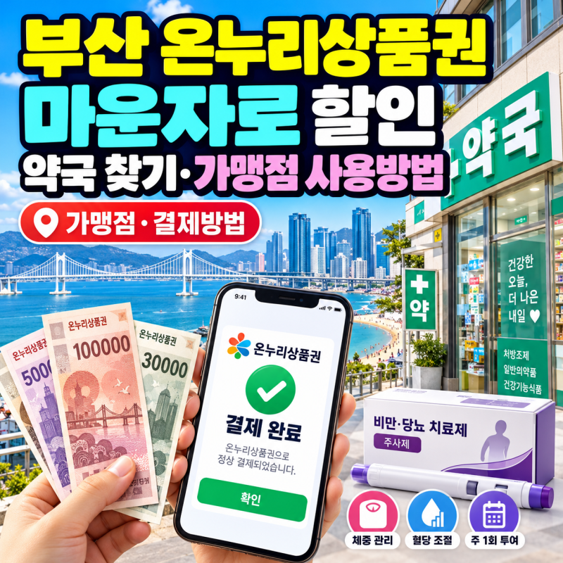 부산 온누리상품권 마운자로 할인 약국 찾기·가맹점 사용방법