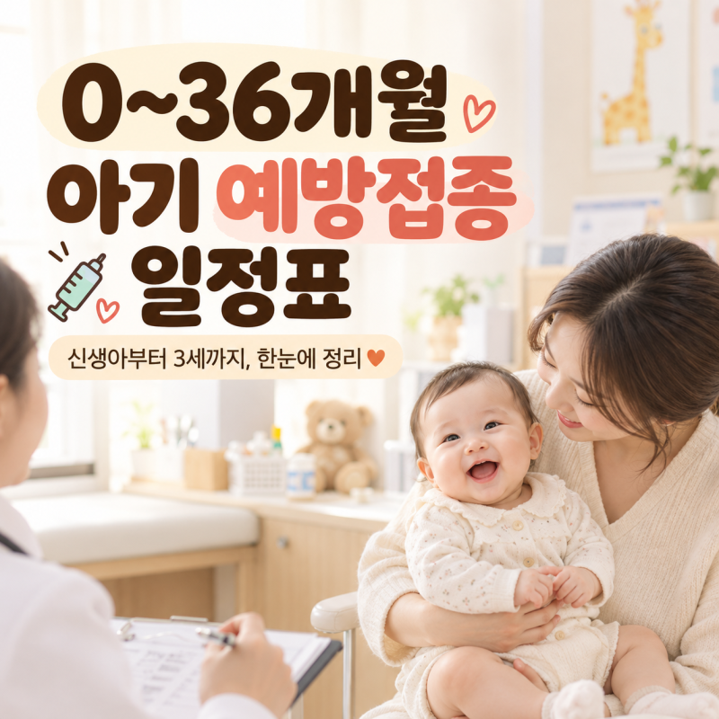 0~36개월 아기 예방접종 일정표 총정리 신생아부터 3세까지 접종 시기 종류 한눈에 보기
