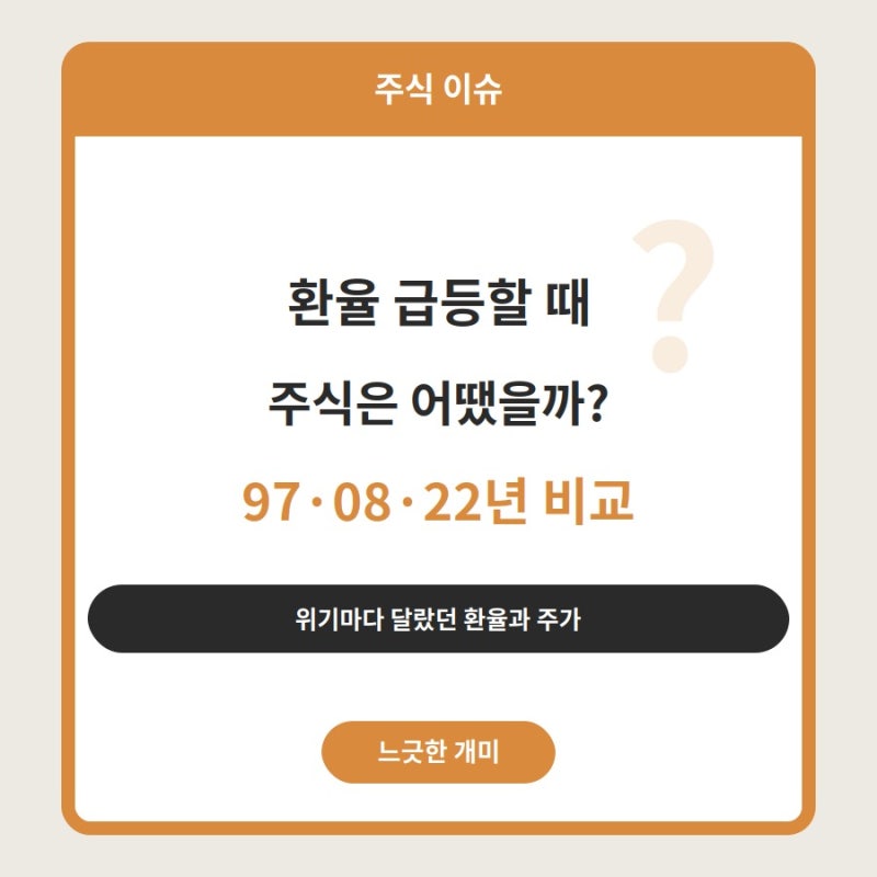 [주식 이슈] 원달러 환율 급등 시기 주식 주가 변화는? 1997·2008·2022년 사례와 지금