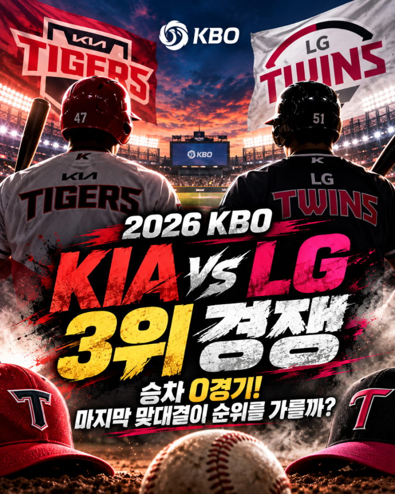 2026 KBO 3위 경쟁, KIA·LG 승차 0경기! 마지막 맞대결이 순위 가를까?
