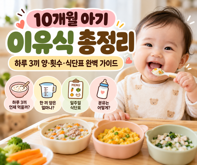 10개월 아기 이유식 총정리｜하루 3끼 양·횟수·식단표 완벽 가이드