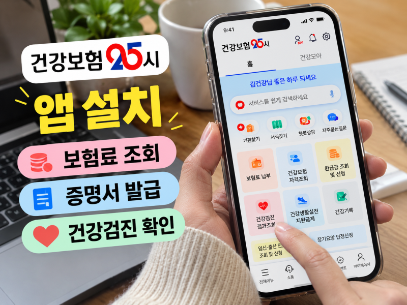 건강보험25시 앱 설치｜보험료 조회·증명서 발급·건강검진 확인