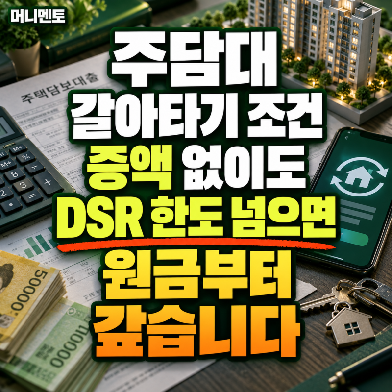주담대 갈아타기 조건, 증액 없이도 DSR 한도 넘으면 원금부터 갚습니다