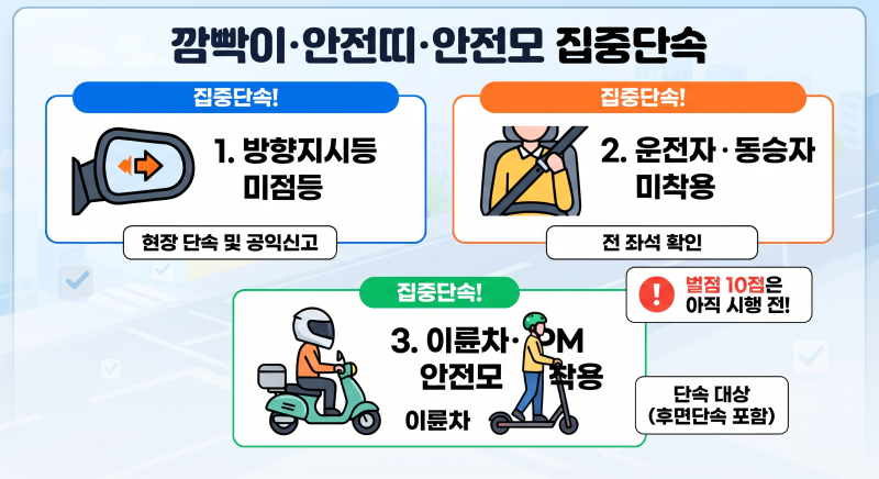 "벌점 10점 폭탄 맞기 전에 꼭 확인하세요! 10월 교통법규 집중단속 대상"