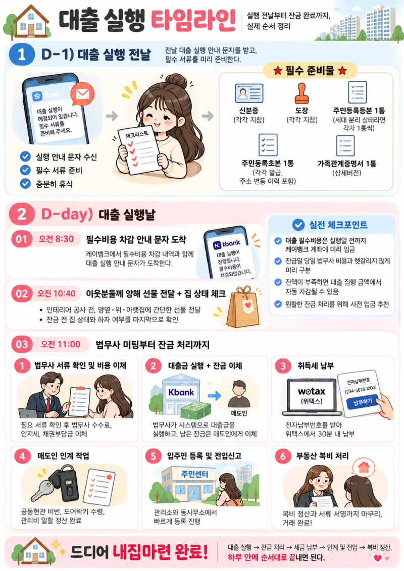 매매일지| 케이뱅크 주담대 대출 실행 후기 및 잔금 타임라인 정리, 인테리어 양해 선물 준비....