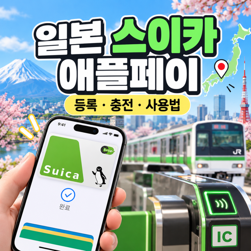 일본 스이카 애플페이 등록 방법 아이폰 교통카드 충전 사용법